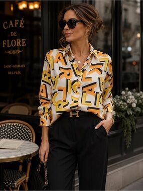 Karl Lagerfeld All Over Logo print silky blouse
